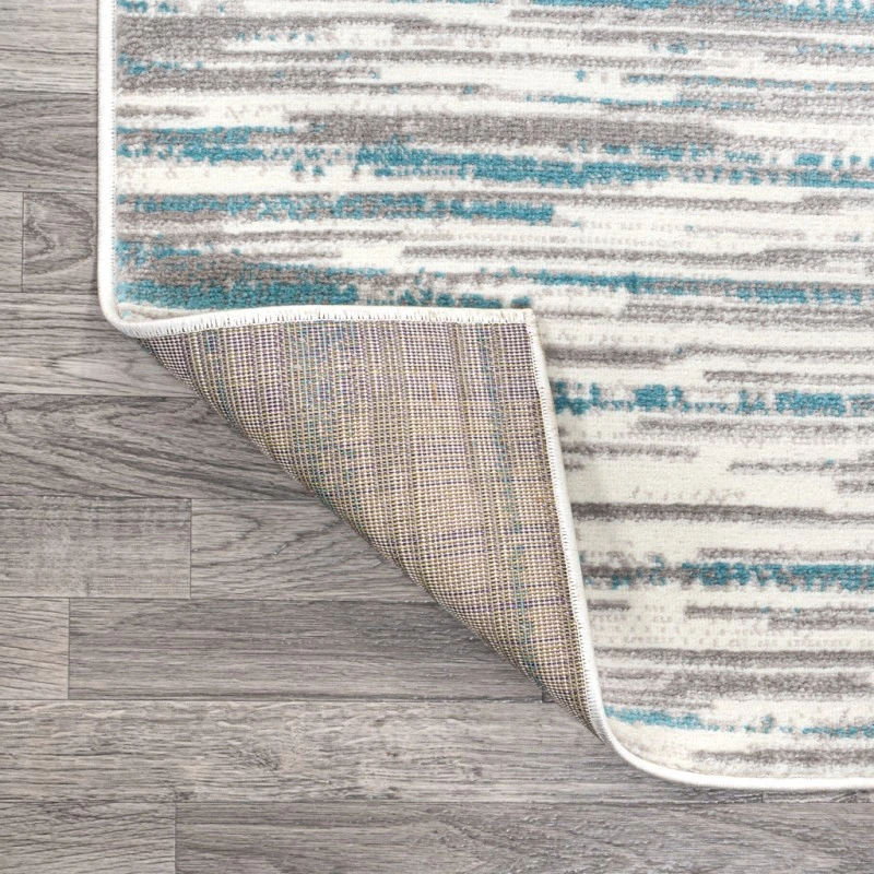 Speer Abstract Linear Stripe Gray/Blue 5 ft. x 8 ft. Area Rug