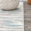 Speer Abstract Linear Stripe Gray/Blue 5 ft. x 8 ft. Area Rug
