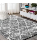 Susa Ogee Moroccan Trellis Shag Light Grey/Ivory 5 ft. x 8 ft. Area Rug