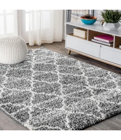 Jonathany Malibu Shag MBS100A Light Grey/Ivory Area Rug 5 ft. 3 in. X 7 ft. 7 in. Rectangle