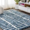 Jonathany Malibu Shag MBS101B Blue/Ivory Area Rug 3 ft. X 5 ft. Rectangle