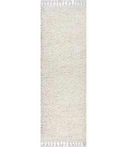 Jonathany Mercer Shag MCR100A White Area Rug 2 ft. 3 in. X 8 ft. Runner