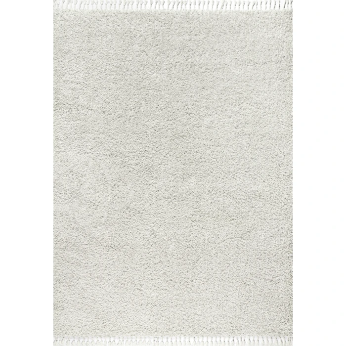 Mercer Shag Plush Tassel White 5 ft. x 8 ft. Area Rug