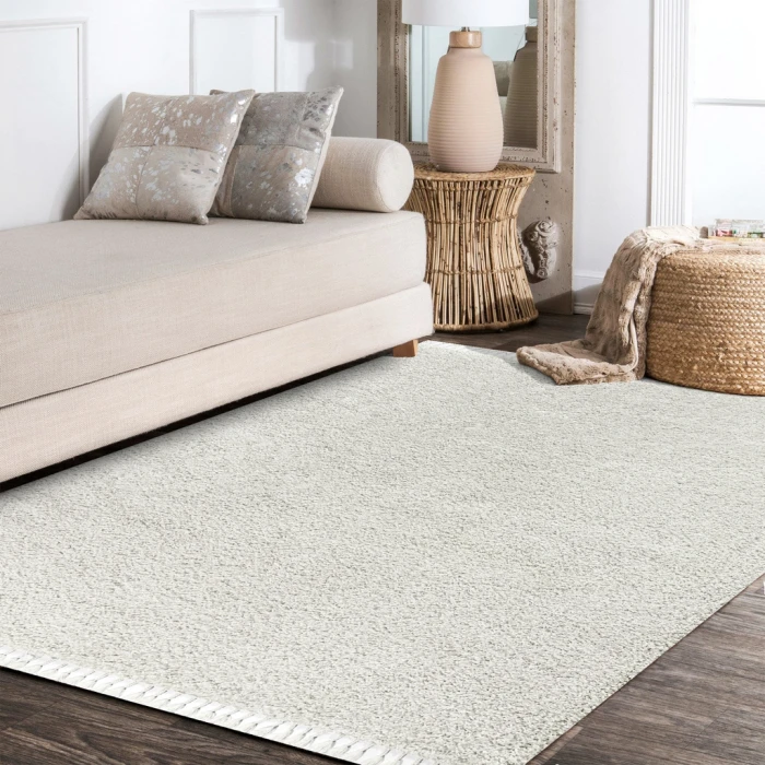 Mercer Shag Plush Tassel White 5 ft. x 8 ft. Area Rug