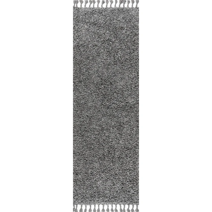 Mercer Shag Plush Tassel Charcoal 2 ft. x 8 ft. Runner Rug