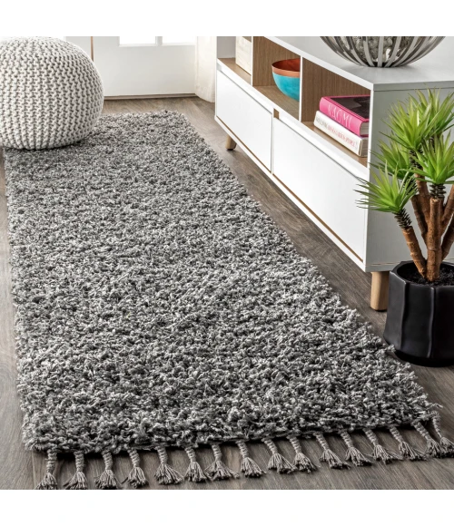 Mercer Shag Plush Tassel Charcoal 2 ft. x 8 ft. Runner Rug