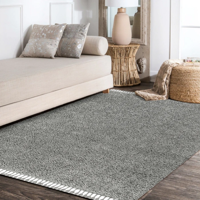 Mercer Shag Plush Tassel Charcoal 5 ft. x 8 ft. Area Rug