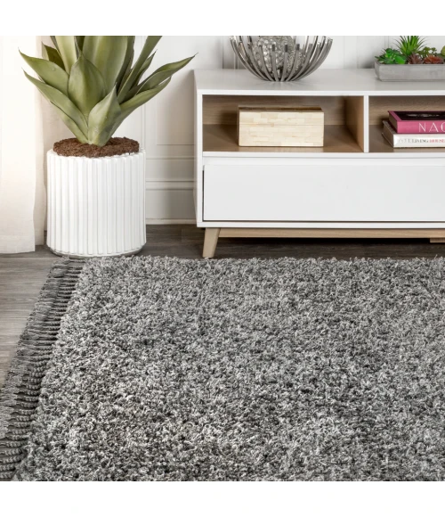 Mercer Shag Plush Tassel Charcoal 4 ft. x 6 ft. Area Rug