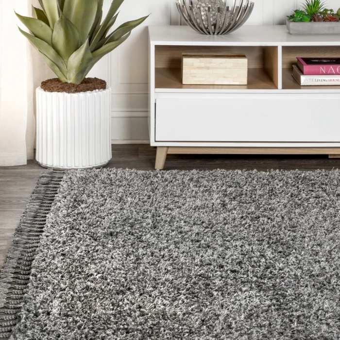 Mercer Shag Plush Tassel Charcoal 5 ft. x 8 ft. Area Rug