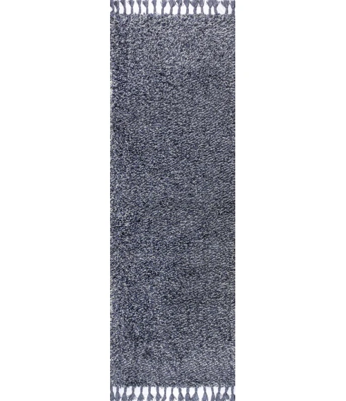 Mercer Shag Plush Tassel Denim Blue 2 ft. x 8 ft. Runner Rug