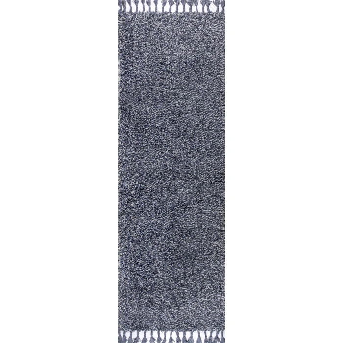 Mercer Shag Plush Tassel Denim Blue 2 ft. x 8 ft. Runner Rug