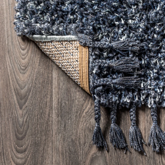 Mercer Shag Plush Tassel Denim Blue 2 ft. x 8 ft. Runner Rug
