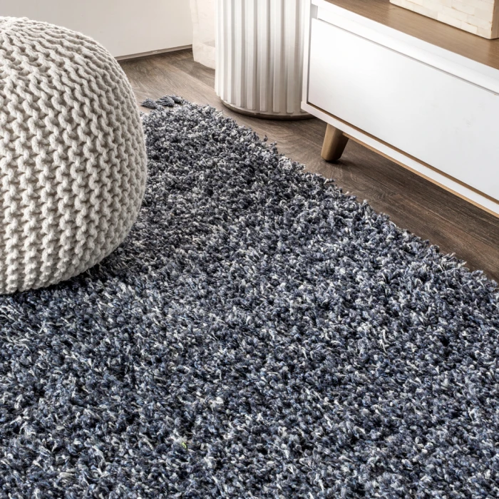 Mercer Shag Plush Tassel Denim Blue 2 ft. x 8 ft. Runner Rug