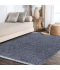 Mercer Shag Plush Tassel Denim Blue 5 ft. x 8 ft. Area Rug