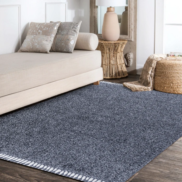 Mercer Shag Plush Tassel Denim Blue 4 ft. x 6 ft. Area Rug
