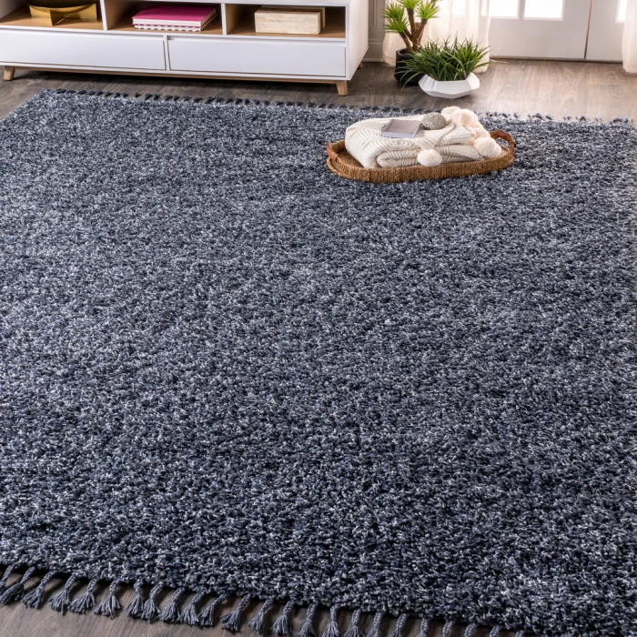 Mercer Shag Plush Tassel Denim Blue 4 ft. x 6 ft. Area Rug
