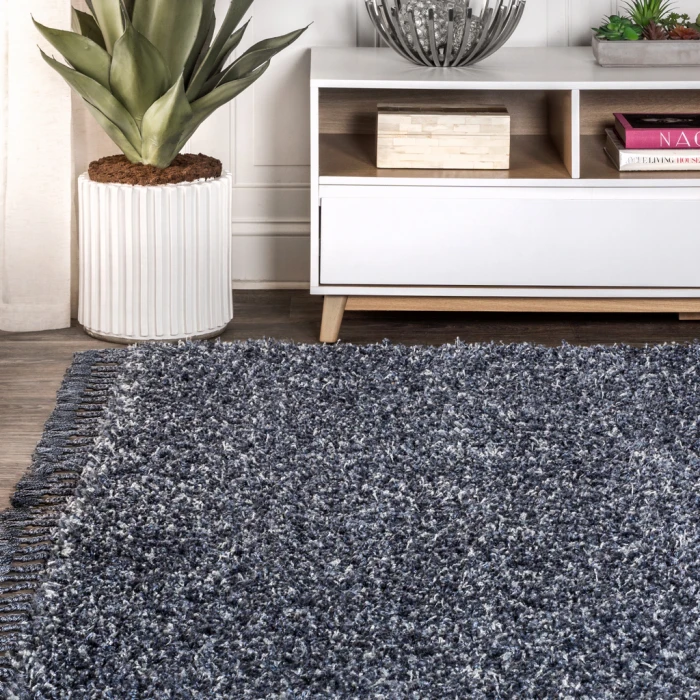 Mercer Shag Plush Tassel Denim Blue 4 ft. x 6 ft. Area Rug