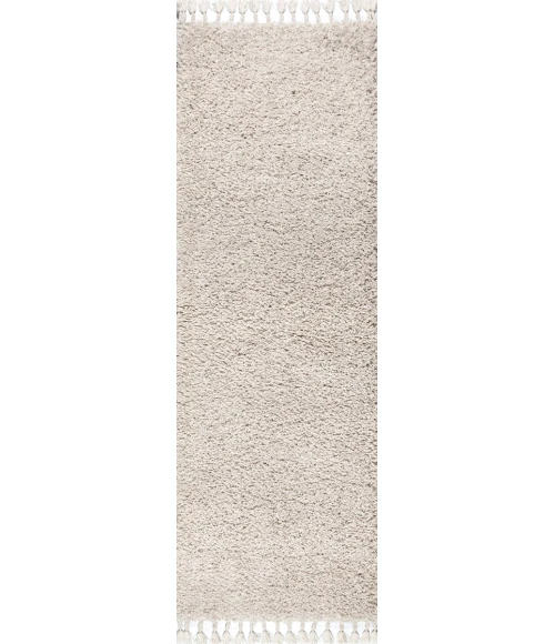 Mercer Shag Plush Tassel Cream 2 ft. x 8 ft. Runner Rug