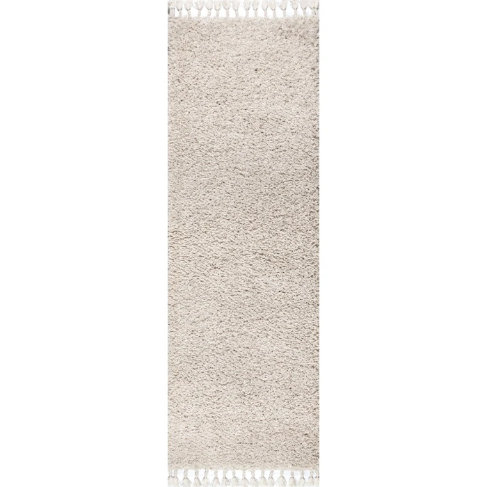 Mercer Shag Plush Tassel Cream 2 ft. x 8 ft. Runner Rug