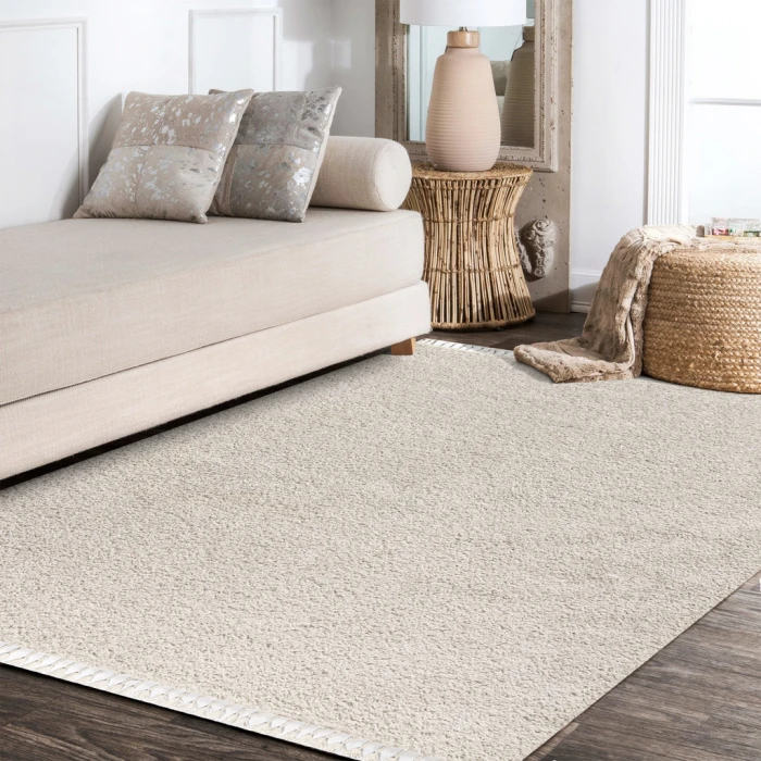 Mercer Shag Plush Tassel Cream 4 ft. x 6 ft. Area Rug
