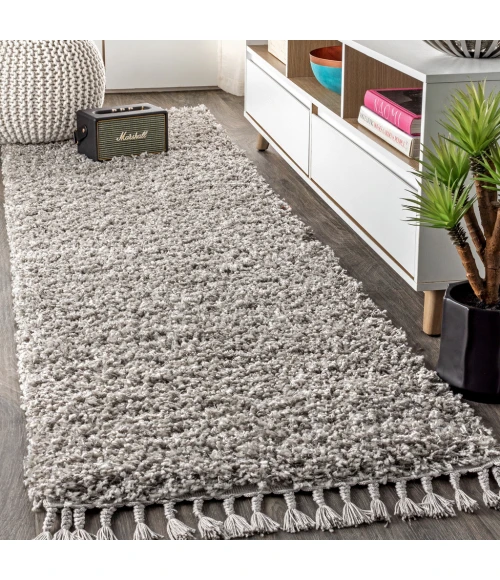 Mercer Shag Plush Tassel Grey 2 ft. x 8 ft. Runner Rug