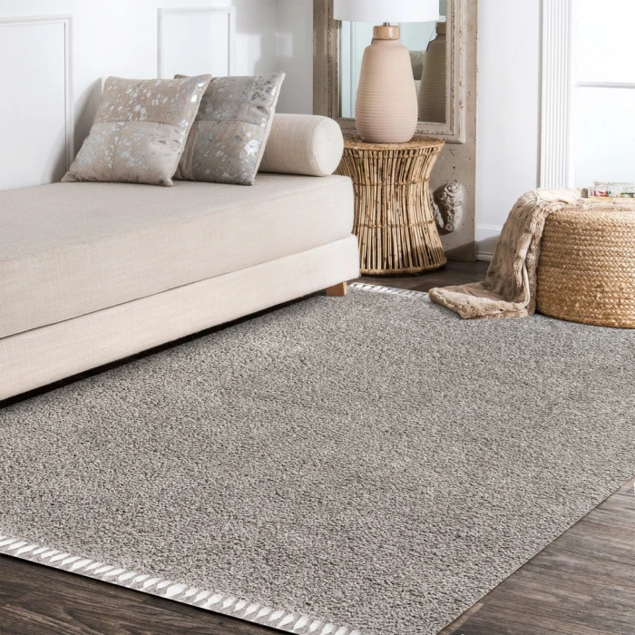 Mercer Shag Plush Tassel Grey 5 ft. x 8 ft. Area Rug