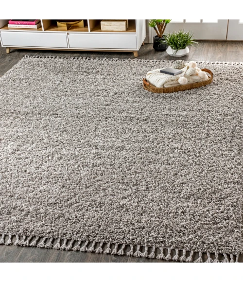 Mercer Shag Plush Tassel Grey 5 ft. x 8 ft. Area Rug