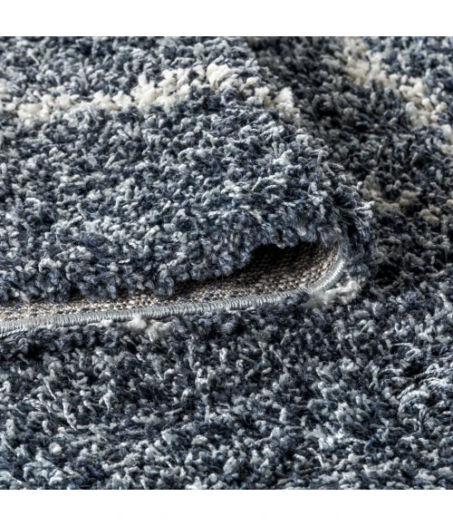 Mercer Shag Plush Tassel Moroccan Geometric Trellis Blue/Cream 4 ft. x 6 ft. Area Rug