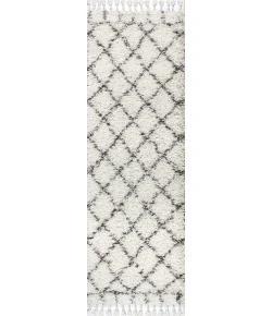 Jonathany Mercer Shag MCR101B Ivory/Grey Area Rug 2 ft. 3 in. X 8 ft. Runner