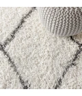 Mercer Shag Plush Tassel Moroccan Geometric Trellis Ivory/Grey 4 ft. x 6 ft. Area Rug