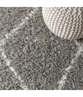 Mercer Shag Plush Tassel Moroccan Geometric Trellis Grey/Ivory 4 ft. x 6 ft. Area Rug