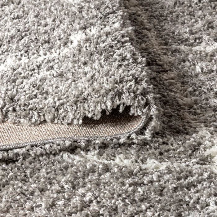 Mercer Shag Plush Tassel Moroccan Geometric Trellis Grey/Ivory 2 ft. x 8 ft. Runner Rug