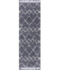 Mercer Shag Plush Tassel Moroccan Tribal Geometric Trellis Blue/Cream 2 ft. x 8 ft. Runner Rug