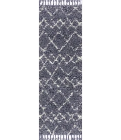 Jonathany Mercer Shag MCR102A Blue/Cream Area Rug 2 ft. 3 in. X 8 ft. Runner
