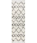 Mercer Shag Plush Tassel Moroccan Tribal Geometric Trellis Ivory/Grey 2 ft. x 8 ft. Runner Rug
