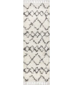 Jonathany Mercer Shag MCR102B Ivory/Grey Area Rug 2 ft. 3 in. X 8 ft. Runner