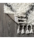 Mercer Shag Plush Tassel Moroccan Tribal Geometric Trellis Ivory/Grey 8 ft. x 10 ft. Area Rug