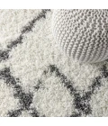 Mercer Shag Plush Tassel Moroccan Tribal Geometric Trellis Ivory/Grey 8 ft. x 10 ft. Area Rug