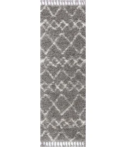 Jonathany Mercer Shag MCR102C Grey/Ivory Area Rug 2 ft. 3 in. X 8 ft. Runner