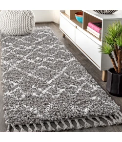 Jonathany Mercer Shag MCR102C Grey/Ivory Area Rug 2 ft. 3 in. X 8 ft. Runner