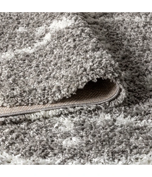 Mercer Shag Plush Tassel Moroccan Tribal Geometric Trellis Grey/Ivory 5 ft. x 8 ft. Area Rug