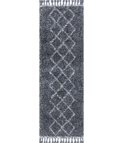 Jonathany Mercer Shag MCR103A Denim Blue/Cream Area Rug 2 ft. 3 in. X 8 ft. Runner