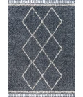 Mercer Shag Plush Tassel Moroccan Tribal Geometric Trellis Denim Blue/Cream 3 ft. x 5 ft. Area Rug