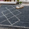 Jonathany Mercer Shag MCR103A Denim Blue/Cream Area Rug 5 ft. 3 in. X 7 ft. 6 in. Rectangle
