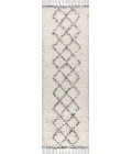 Mercer Shag Plush Tassel Moroccan Tribal Geometric Trellis Cream/Grey 2 ft. x 8 ft. Runner Rug