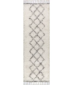 Jonathany Mercer Shag MCR103B Cream/Grey Area Rug 2 ft. 3 in. X 8 ft. Runner
