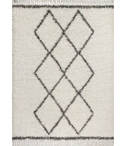 Jonathany Mercer Shag MCR103B Cream/Grey Area Rug 4 ft. X 6 ft. Rectangle