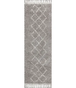 Jonathany Mercer Shag MCR103C Grey/Cream Area Rug 2 ft. 3 in. X 8 ft. Runner
