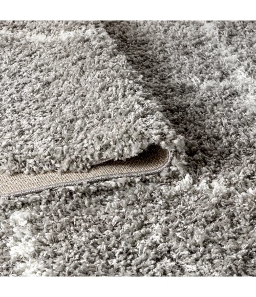 Mercer Shag Plush Tassel Moroccan Tribal Geometric Trellis Grey/Cream 4 ft. x 6 ft. Area Rug