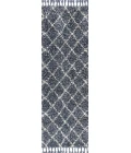 Mercer Shag Plush Tassel Moroccan Geometric Trellis Denim Blue/Cream 2 ft. x 8 ft. Runner Rug